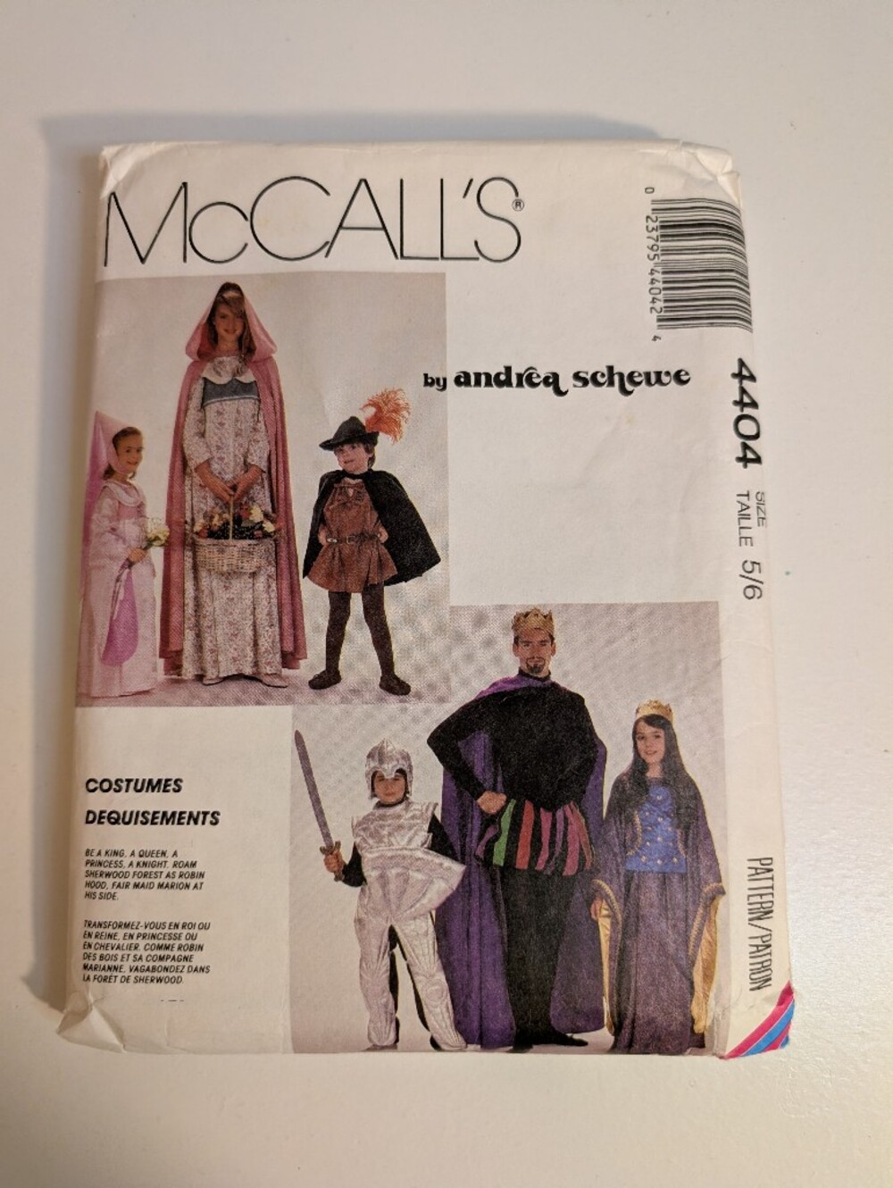 McCall's 4404 Medieval Costume Pattern Child 5-6